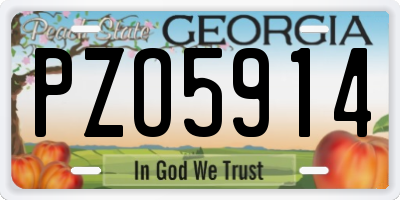 GA license plate PZO5914