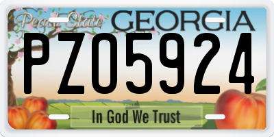 GA license plate PZO5924