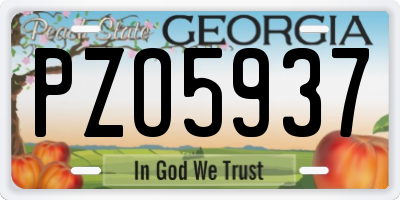 GA license plate PZO5937