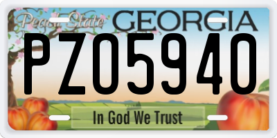 GA license plate PZO5940