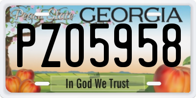 GA license plate PZO5958