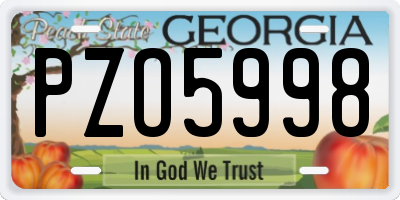 GA license plate PZO5998