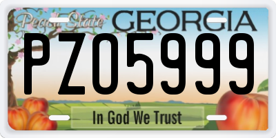 GA license plate PZO5999