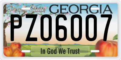GA license plate PZO6007