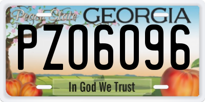 GA license plate PZO6096