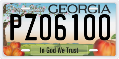 GA license plate PZO6100