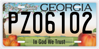GA license plate PZO6102
