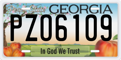 GA license plate PZO6109