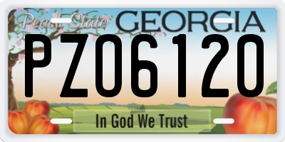 GA license plate PZO6120