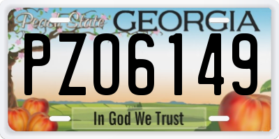 GA license plate PZO6149
