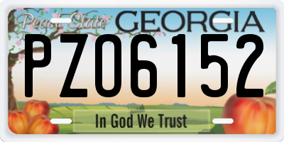 GA license plate PZO6152