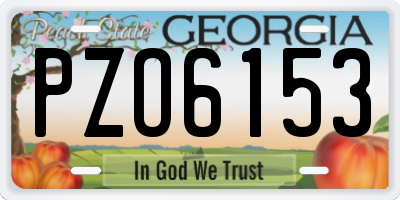 GA license plate PZO6153