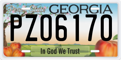 GA license plate PZO6170