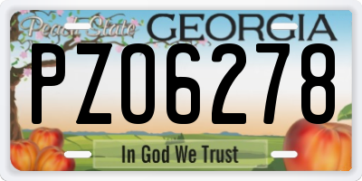GA license plate PZO6278