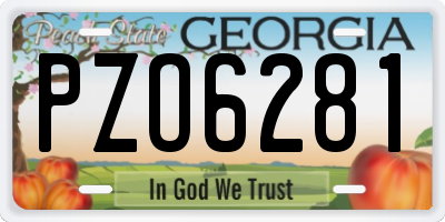 GA license plate PZO6281