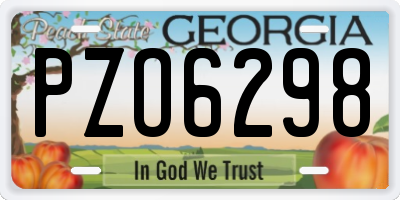 GA license plate PZO6298