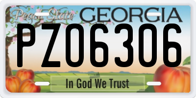 GA license plate PZO6306