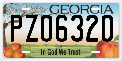 GA license plate PZO6320