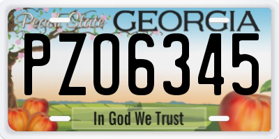 GA license plate PZO6345
