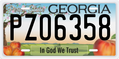 GA license plate PZO6358