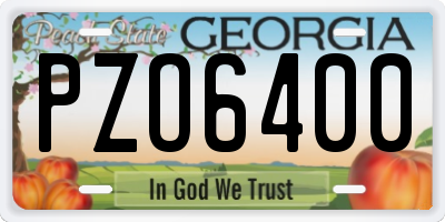 GA license plate PZO6400