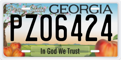 GA license plate PZO6424