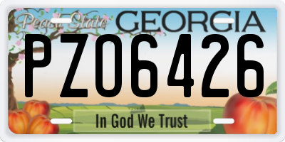 GA license plate PZO6426