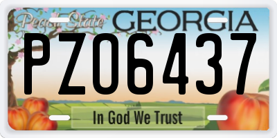 GA license plate PZO6437