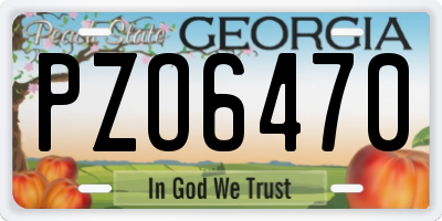 GA license plate PZO6470
