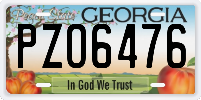 GA license plate PZO6476