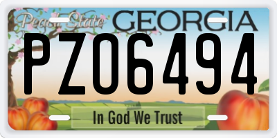 GA license plate PZO6494