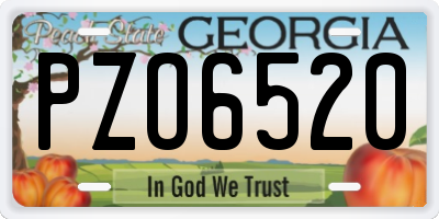 GA license plate PZO6520