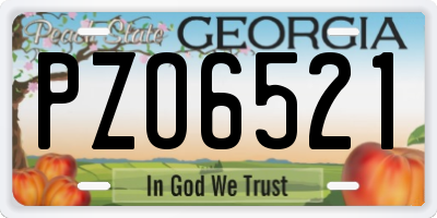 GA license plate PZO6521
