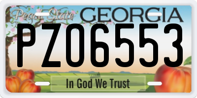 GA license plate PZO6553