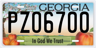 GA license plate PZO6700