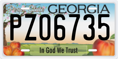 GA license plate PZO6735