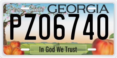 GA license plate PZO6740