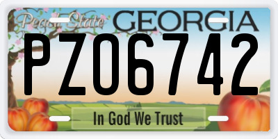 GA license plate PZO6742