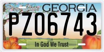 GA license plate PZO6743