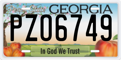 GA license plate PZO6749
