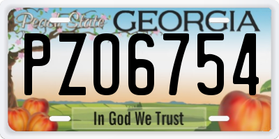 GA license plate PZO6754