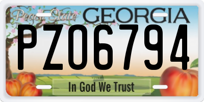 GA license plate PZO6794