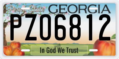 GA license plate PZO6812