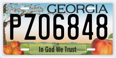GA license plate PZO6848