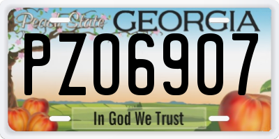 GA license plate PZO6907