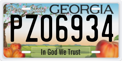 GA license plate PZO6934