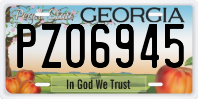 GA license plate PZO6945