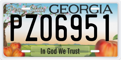 GA license plate PZO6951