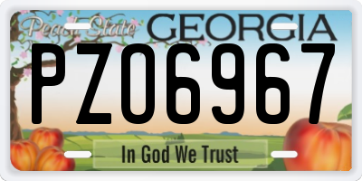 GA license plate PZO6967