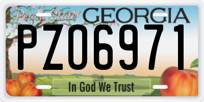 GA license plate PZO6971